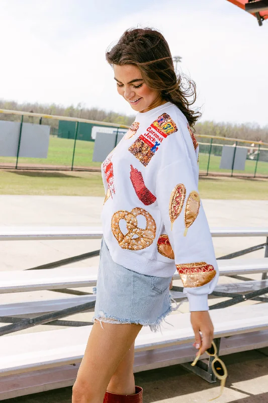 White Scattered Ballpark Food Sweatshirt