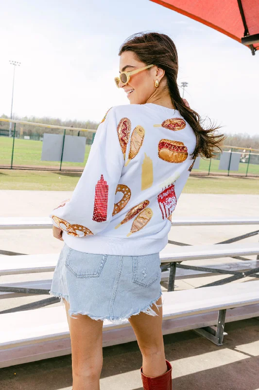 White Scattered Ballpark Food Sweatshirt