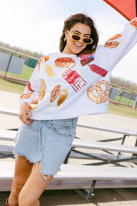 White Scattered Ballpark Food Sweatshirt