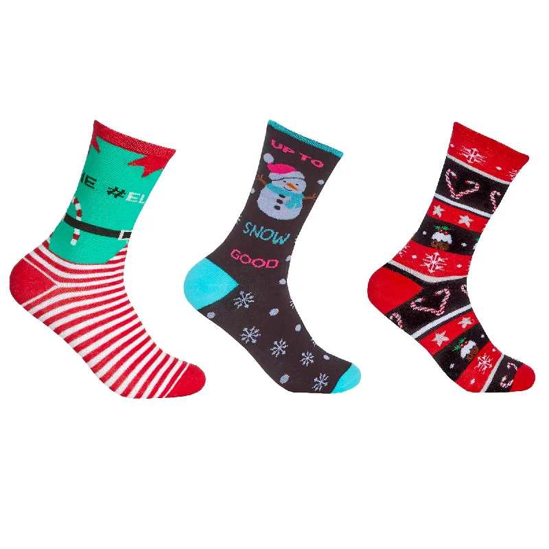 Womens/Ladies Cotton Rich Festive Socks (3 Pairs)