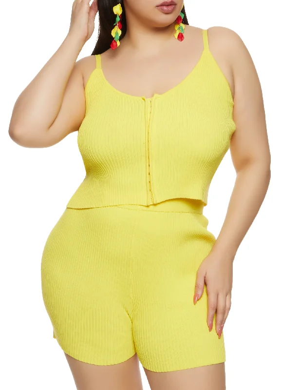 Plus Size Ribbed Hook and Eye Cami