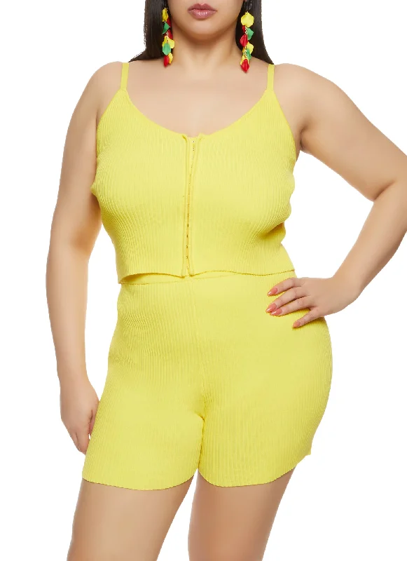 Plus Size Ribbed Hook and Eye Cami