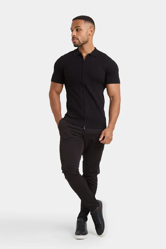 Zipped Knitted Shirt in Black